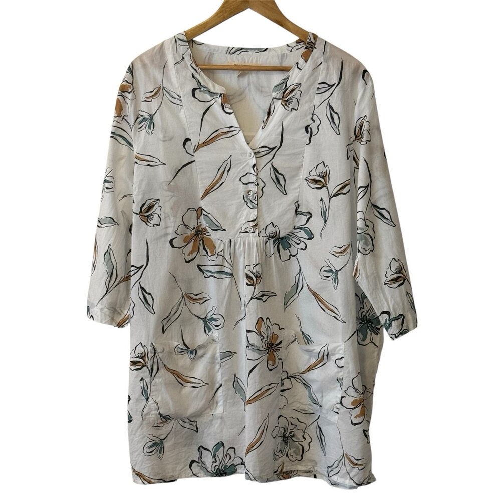 Seasalt Cornwall 100% Organic Cotton Aventurier Floral Tunic Top UK16 US12